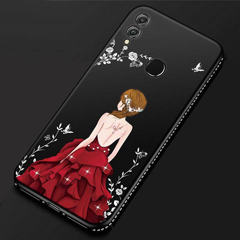 Funda Silicona Gel Goma Vestido de Novia Carcasa para Huawei P Smart (2019) Rojo y Negro