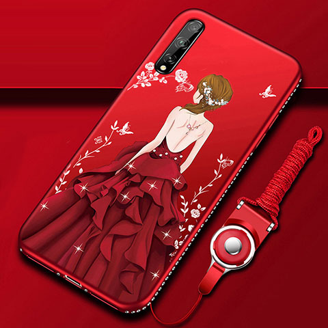 Funda Silicona Gel Goma Vestido de Novia Carcasa para Huawei P smart S Rojo