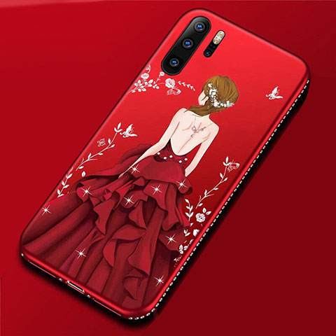 Funda Silicona Gel Goma Vestido de Novia Carcasa para Huawei P30 Pro New Edition Rojo