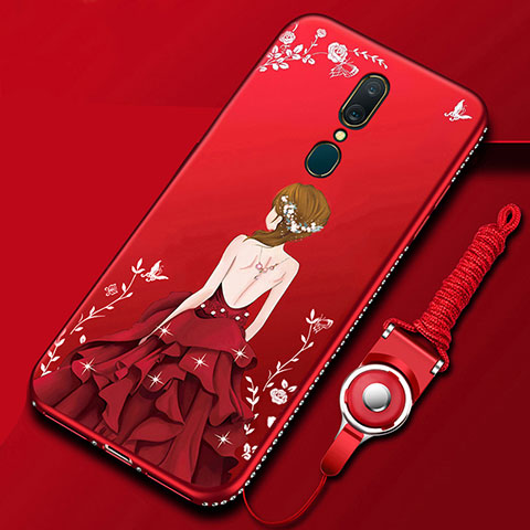 Funda Silicona Gel Goma Vestido de Novia Carcasa para Oppo A9 Rojo