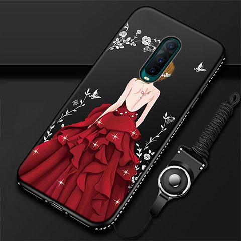 Funda Silicona Gel Goma Vestido de Novia Carcasa para Oppo R17 Pro Rojo Rosa