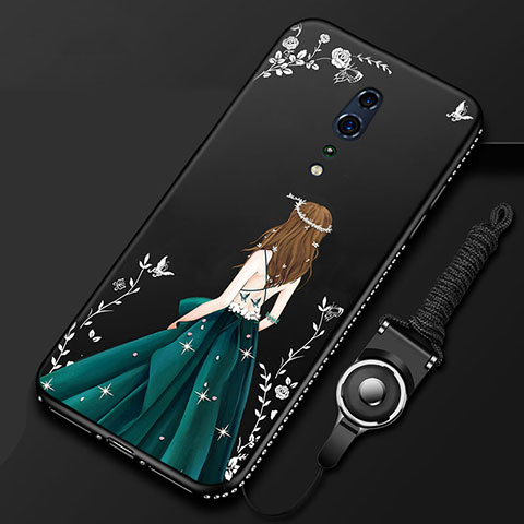 Funda Silicona Gel Goma Vestido de Novia Carcasa para Oppo Reno Z Negro