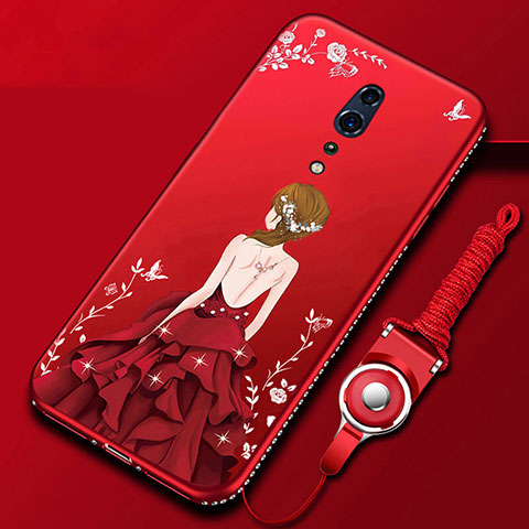 Funda Silicona Gel Goma Vestido de Novia Carcasa para Oppo Reno Z Rojo