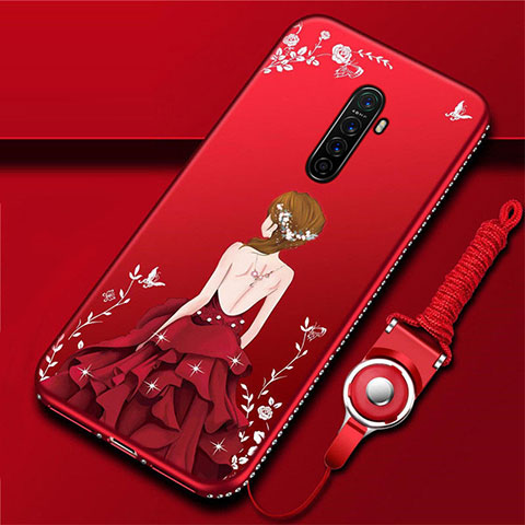 Funda Silicona Gel Goma Vestido de Novia Carcasa para Realme X2 Pro Rojo