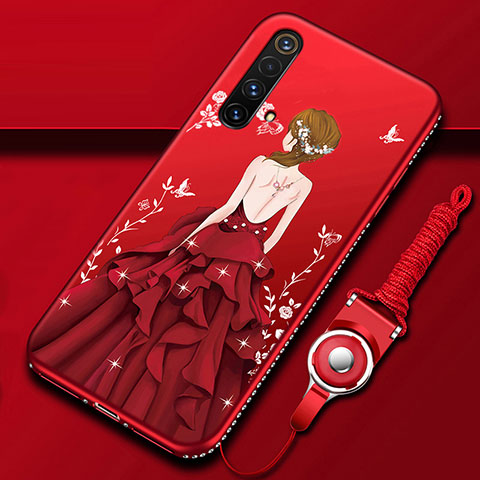 Funda Silicona Gel Goma Vestido de Novia Carcasa para Realme X50 5G Rojo