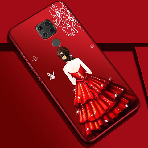 Funda Silicona Gel Goma Vestido de Novia Carcasa S01 para Huawei Nova 5i Pro Rojo