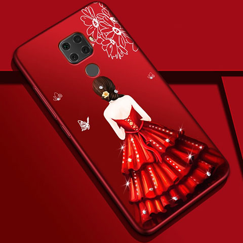 Funda Silicona Gel Goma Vestido de Novia Carcasa S01 para Huawei Nova 5z Rojo