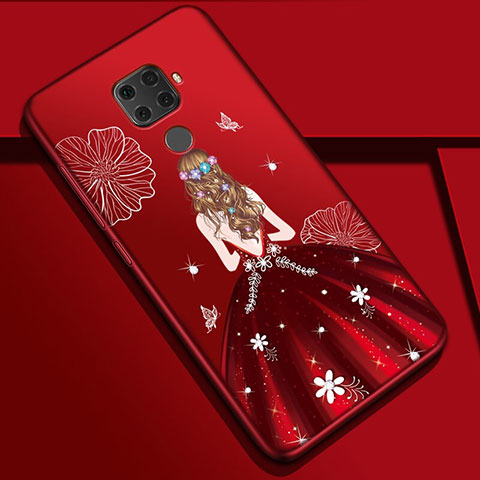 Funda Silicona Gel Goma Vestido de Novia Carcasa S01 para Huawei Nova 5z Rojo Rosa