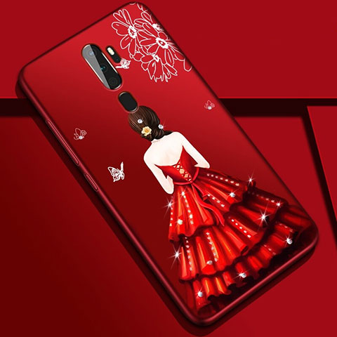 Funda Silicona Gel Goma Vestido de Novia Carcasa S01 para Oppo A11 Rojo