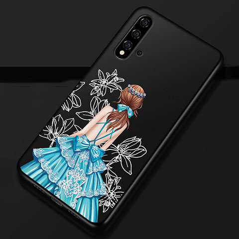 Funda Silicona Gel Goma Vestido de Novia Carcasa S02 para Huawei Nova 5 Azul