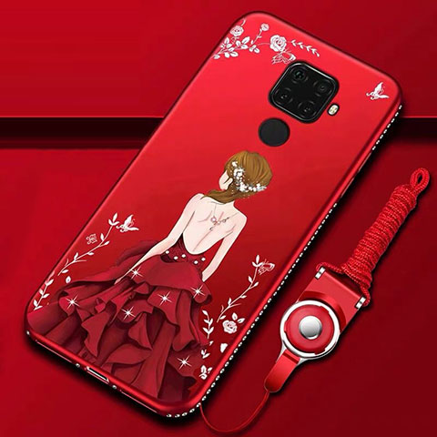 Funda Silicona Gel Goma Vestido de Novia Carcasa S02 para Huawei Nova 5i Pro Rojo
