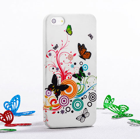 Funda Silicona Gel Mariposa para Apple iPhone 5 Verde