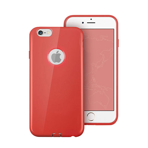 Funda Silicona Goma con Agujero para Apple iPhone 6S Rojo