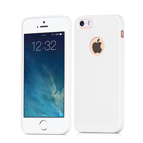 Funda Silicona Goma con Agujero para Apple iPhone SE Blanco