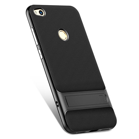 Funda Silicona Goma con Soporte para Huawei GR3 (2017) Negro