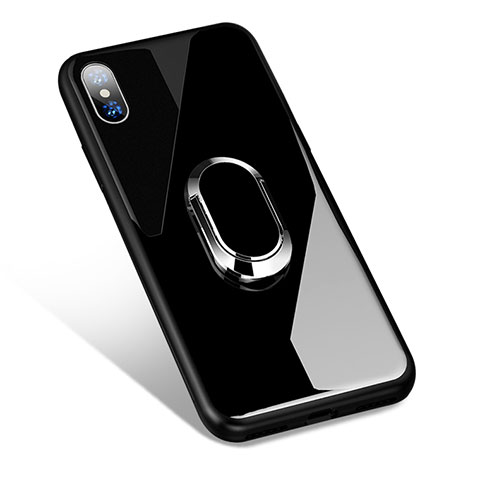 Funda Silicona Goma con Soporte Z01 para Apple iPhone Xs Negro