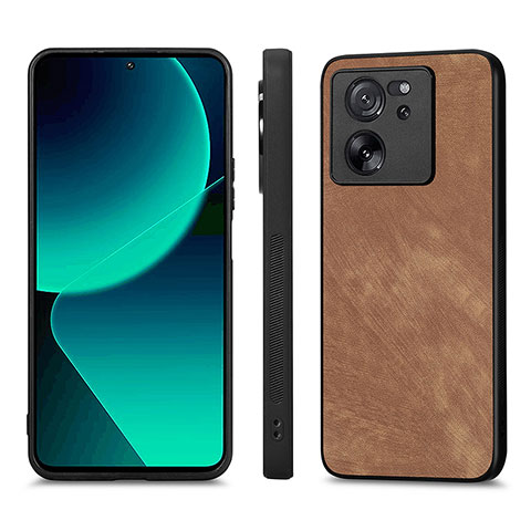 Funda Silicona Goma de Cuero Carcasa AD1 para Xiaomi Mi 13T Pro 5G Marron