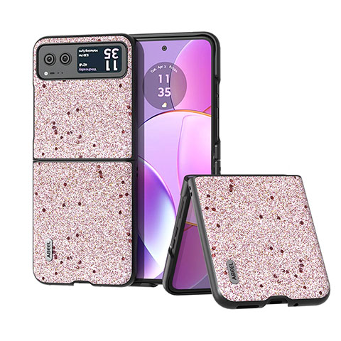 Funda Silicona Goma de Cuero Carcasa B03H para Motorola Moto Razr 40 5G Oro Rosa