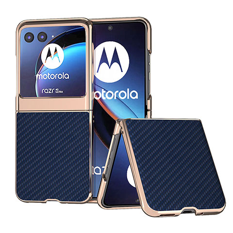 Funda Silicona Goma de Cuero Carcasa B04H para Motorola Moto Razr 40 Ultra 5G Azul