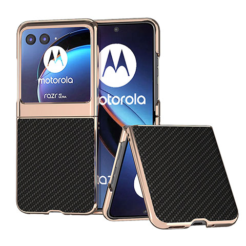 Funda Silicona Goma de Cuero Carcasa B04H para Motorola Moto Razr 40 Ultra 5G Negro