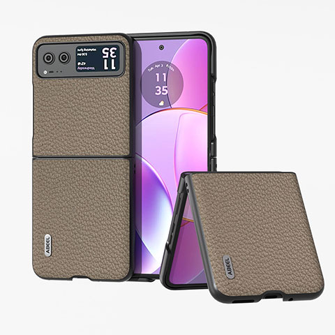 Funda Silicona Goma de Cuero Carcasa B05H para Motorola Moto Razr 40 5G Caqui