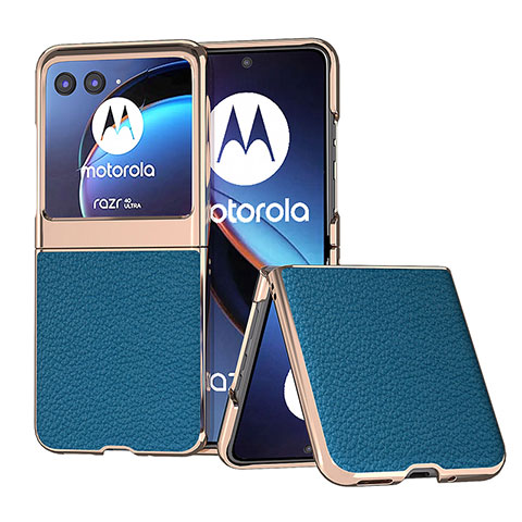 Funda Silicona Goma de Cuero Carcasa B06H para Motorola Moto Razr 40 Ultra 5G Azul