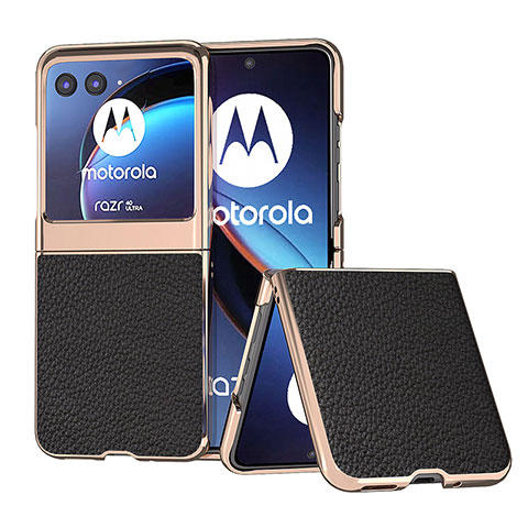 Funda Silicona Goma de Cuero Carcasa B06H para Motorola Moto Razr 40 Ultra 5G Negro