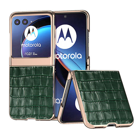 Funda Silicona Goma de Cuero Carcasa B08H para Motorola Moto Razr 40 Ultra 5G Verde