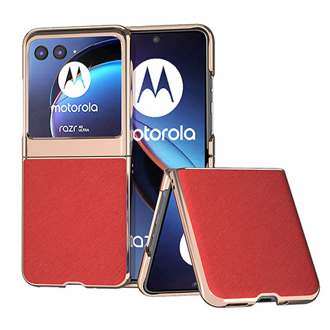 Funda Silicona Goma de Cuero Carcasa B09H para Motorola Moto Razr 40 Ultra 5G Rojo