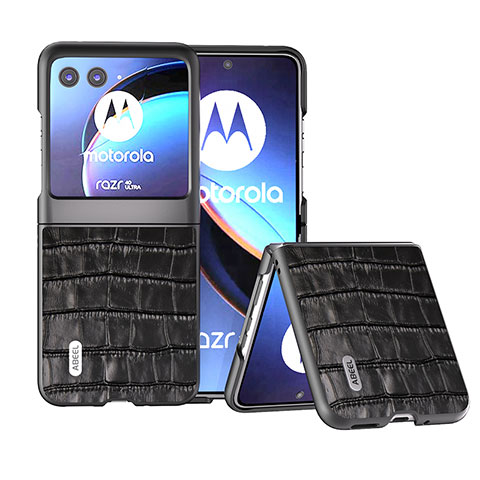 Funda Silicona Goma de Cuero Carcasa B11H para Motorola Moto Razr 40 Ultra 5G Negro