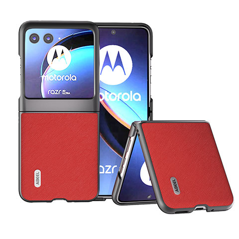 Funda Silicona Goma de Cuero Carcasa B13H para Motorola Moto Razr 40 Ultra 5G Rojo