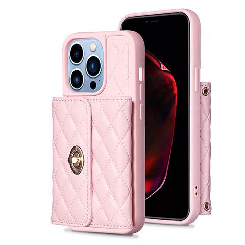 Funda Silicona Goma de Cuero Carcasa BF1 para Apple iPhone 13 Pro Oro Rosa