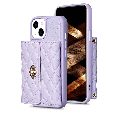 Funda Silicona Goma de Cuero Carcasa BF1 para Apple iPhone 15 Plus Purpura Claro