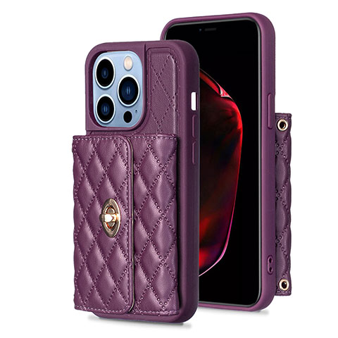 Funda Silicona Goma de Cuero Carcasa BF1 para Apple iPhone 15 Pro Morado