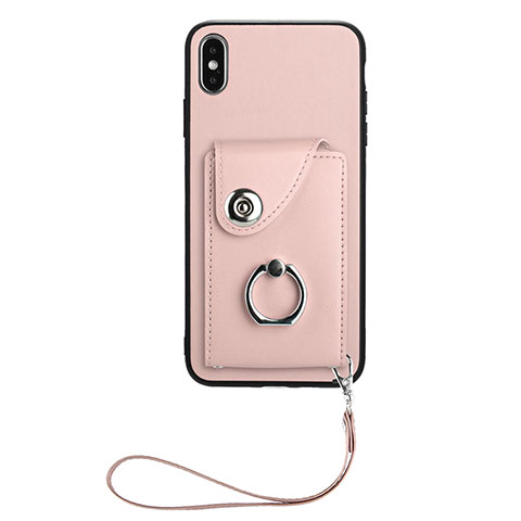 Funda Silicona Goma de Cuero Carcasa BF1 para Apple iPhone X Oro Rosa