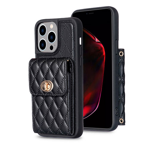 Funda Silicona Goma de Cuero Carcasa BF2 para Apple iPhone 13 Pro Max Negro