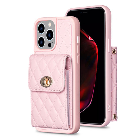 Funda Silicona Goma de Cuero Carcasa BF2 para Apple iPhone 14 Pro Oro Rosa