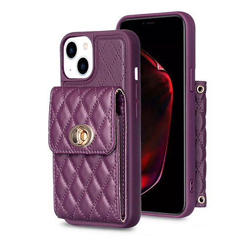 Funda Silicona Goma de Cuero Carcasa BF2 para Apple iPhone 15 Morado