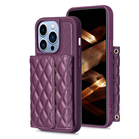 Funda Silicona Goma de Cuero Carcasa BF3 para Apple iPhone 13 Pro Max Morado