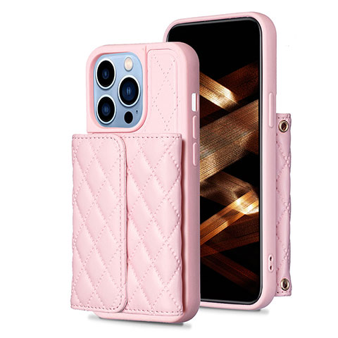 Funda Silicona Goma de Cuero Carcasa BF3 para Apple iPhone 14 Pro Max Oro Rosa