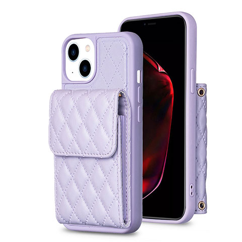 Funda Silicona Goma de Cuero Carcasa BF3 para Apple iPhone 15 Purpura Claro