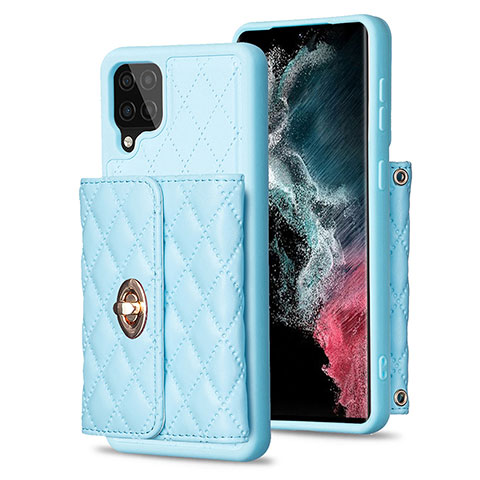 Funda Silicona Goma de Cuero Carcasa BF3 para Samsung Galaxy A12 Azul Cielo