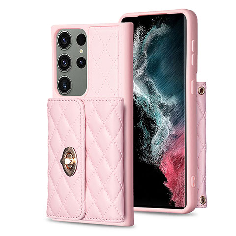 Funda Silicona Goma de Cuero Carcasa BF3 para Samsung Galaxy S22 Ultra 5G Oro Rosa