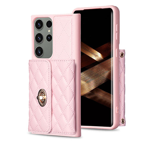 Funda Silicona Goma de Cuero Carcasa BF3 para Samsung Galaxy S24 Ultra 5G Oro Rosa