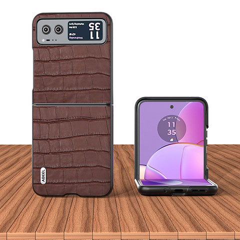 Funda Silicona Goma de Cuero Carcasa BH10 para Motorola Moto Razr 40 5G Marron