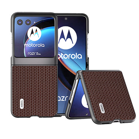 Funda Silicona Goma de Cuero Carcasa BH4 para Motorola Moto Razr 40 Ultra 5G Marron