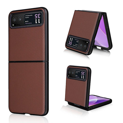 Funda Silicona Goma de Cuero Carcasa BY1 para Motorola Moto Razr 40 5G Marron