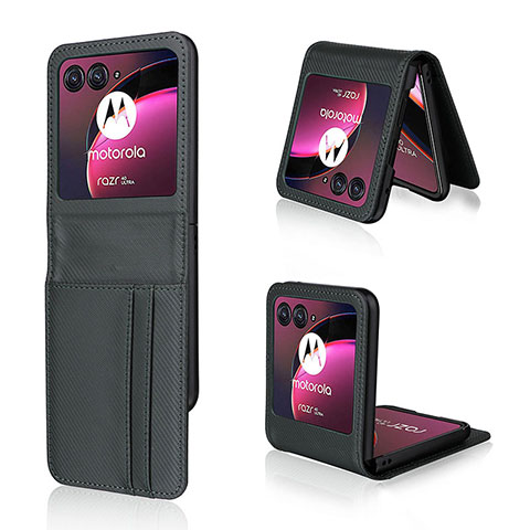 Funda Silicona Goma de Cuero Carcasa BY1 para Motorola Moto Razr 40 Ultra 5G Gris Oscuro