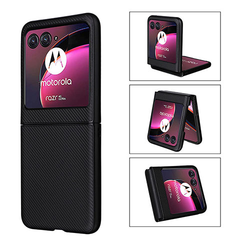 Funda Silicona Goma de Cuero Carcasa BY3 para Motorola Moto Razr 40 Ultra 5G Negro