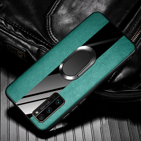 Funda Silicona Goma de Cuero Carcasa con Magnetico Anillo de dedo Soporte para Huawei Honor 30 Pro Verde